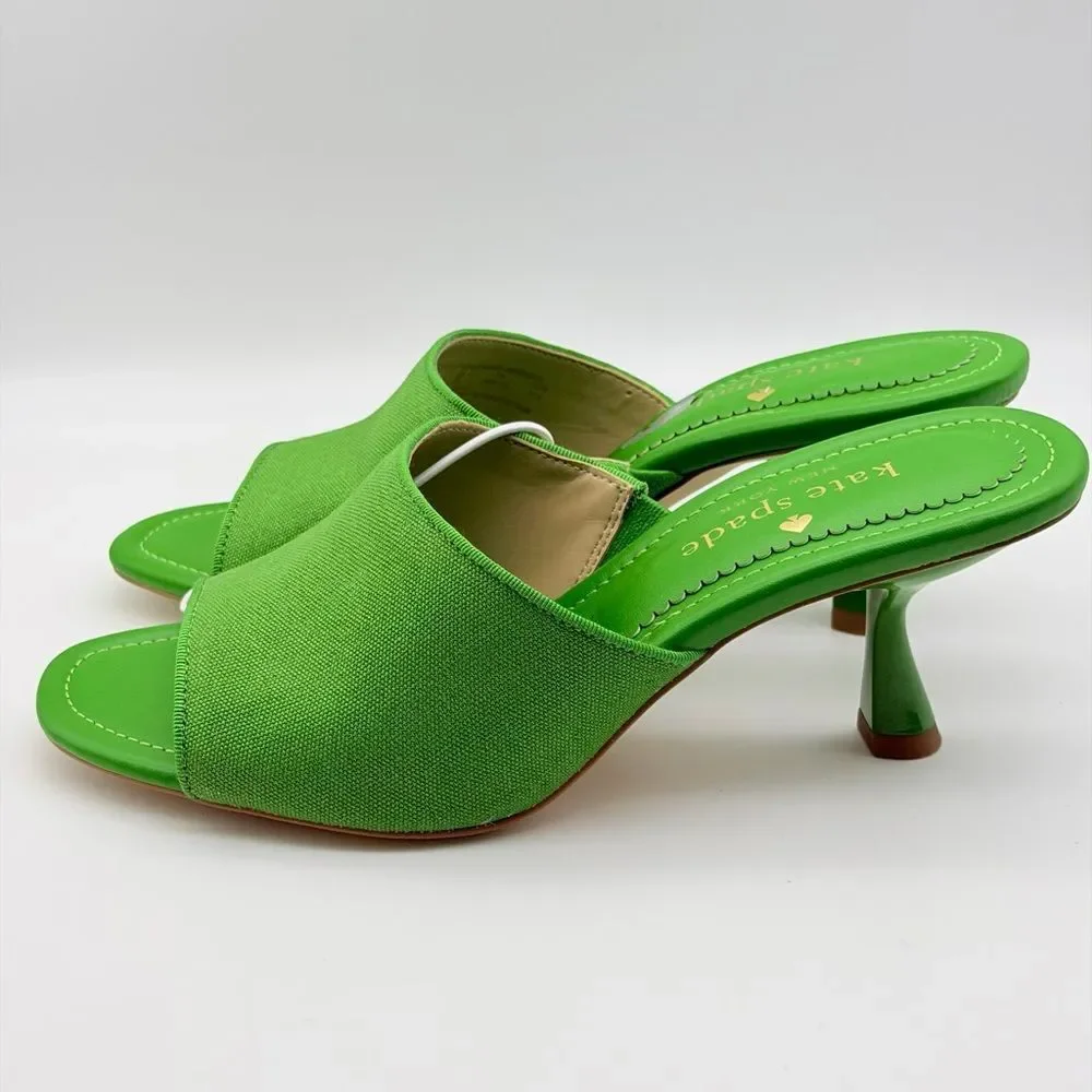 Kate Spade Marigold Kitten Heels Green Mules 7B NWOT